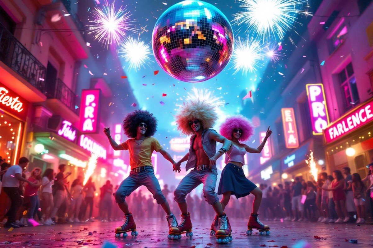 Hora loca temática retro años 80 con disco ball