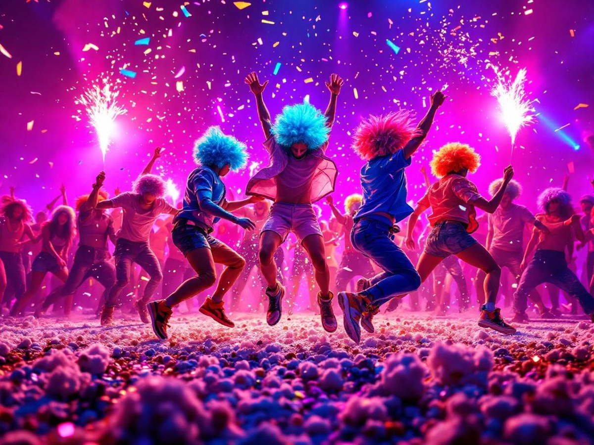 Show de hora loca con animadores y luces neón en Lima